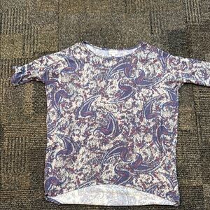 Lularoe Small blue purple red floral short sleeve shirt